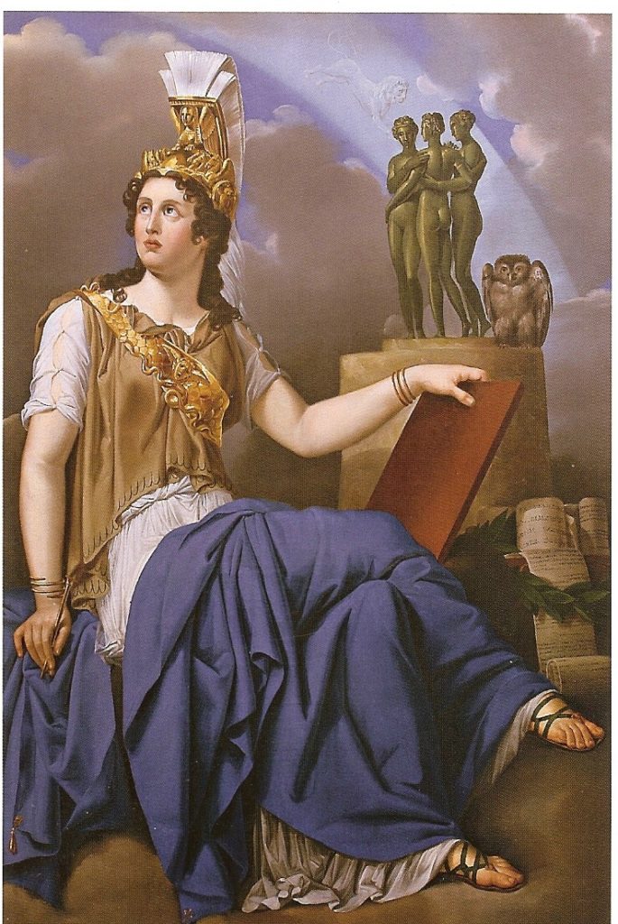 Anna de Fratnich Salvotti (Trieste 1789 - Verona 1837), Minerva e le Grazie, 1825, olio su tela, dono Società di Minerva , 26 febbraio 1938, CMSA inv. 17/3003